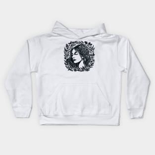 Linocut Woman Kids Hoodie